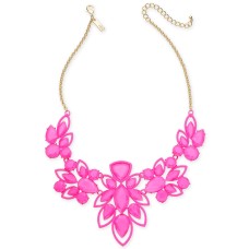 INC International Concepts Gold-Tone Stone Openwork Statement Necklace, 18″ + 3″ extender, Pink