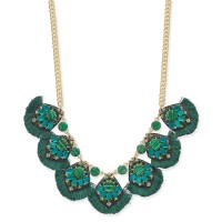 INC International Concepts Gold-Tone Stone & Tassel Statement Necklace (18+3)