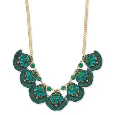 INC International Concepts Gold-Tone Stone & Tassel Statement Necklace (18+3)