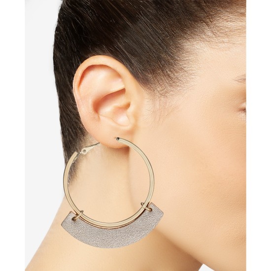  Gold-Tone Textured Curve Hoop Earrings