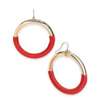 INC International Concepts Gold-Tone Thread-Wrapped Drop Hoop Earrings