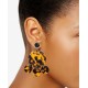  Gold-Tone Tortoise-Look Circle Chandelier Earrings