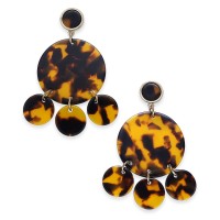 INC International Concepts Gold-Tone Tortoise-Look Circle Chandelier Earrings