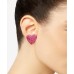  Gold-Tone Tweed Heart Stud Earrings, Pink