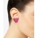  Gold-Tone Tweed Heart Stud Earrings, Pink