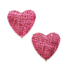 INC International Concepts Gold-Tone Tweed Heart Stud Earrings, Pink