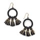  Gold-Tone Velvet Hoop & Tassel Drop Earrings, Black