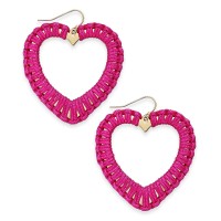 INC International Concepts Gold-Tone Woven Heart Drop Earrings (Pink)