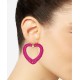  Gold-Tone Woven Heart Drop Earrings (Pink)