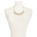  Goldtone White Stone & Glass Multi-Cluster Necklace