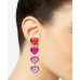  Heart Linear Drop Earrings,Gold/Multi