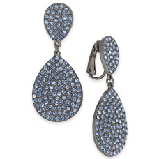 INC International Concepts Hematite-Tone Pave Clip-On Drop Earrings, Blue