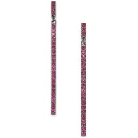 INC International Concepts Hematite-Tone Pave Stick Linear Drop Earring, Pink