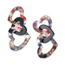 INC International Concepts Hematite-Tone & Resin Heart Linear Drop Earrings