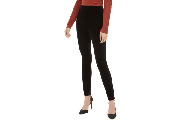  I.N.C. Velvet Pull-On Skinny Pants, Deep Black, 14