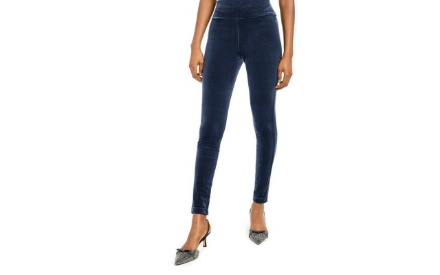 I.N.C. Velvet Pull-On Skinny Pants, Navy