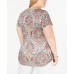 INC International Concepts I.N.C. Women’s  Plus Size Printed Ruched-Side Top Dark Pink Size 2x