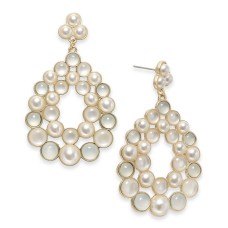 INC International Concepts Imitation Pearl Cluster Drop Earrings (Gold)