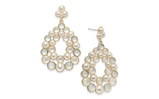  Imitation Pearl Cluster Drop Earrings (Gold)