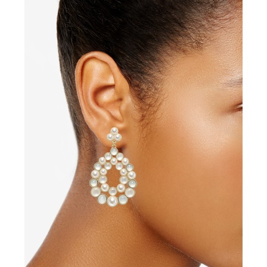  Imitation Pearl Cluster Drop Earrings (Gold)