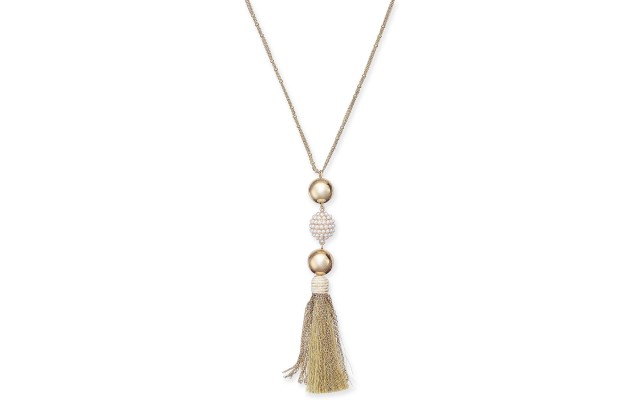  Imitation Pearl Fireball & Mixed Tassel Pendant Necklace