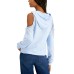  INC Cold-Shoulder Fringe Hoodie (Blue, Small)