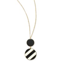 INC International Concepts INC Gold-Tone Double Disc Pendant Necklace, 32″ + 3″ extender(Black)