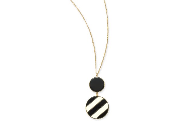  INC Gold-Tone Double Disc Pendant Necklace, 32″ + 3″ extender(Black)