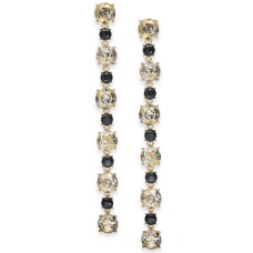 INC International Concepts INC Gold-Tone Multi-Stone Linear Drop Earrings (Black)