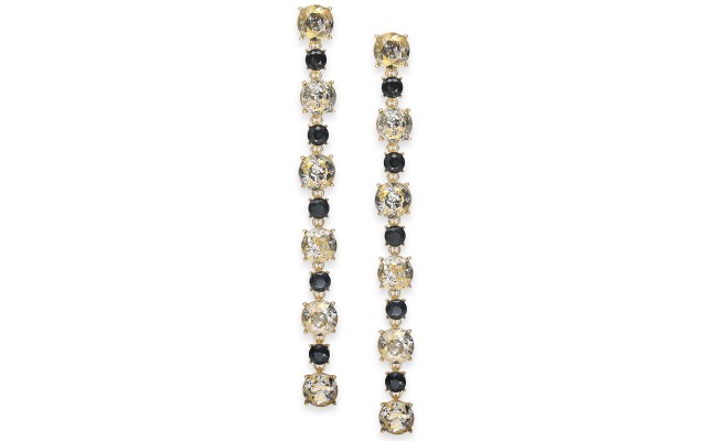  INC Gold-Tone Multi-Stone Linear Drop Earrings (Black)