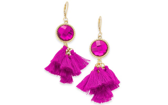  INC Gold-Tone Stone & Tassel Drop Earrings