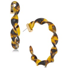 INC International Concepts INC Gold-Tone Tortoise Shell-Look Acetate Twist Hoop Earrings