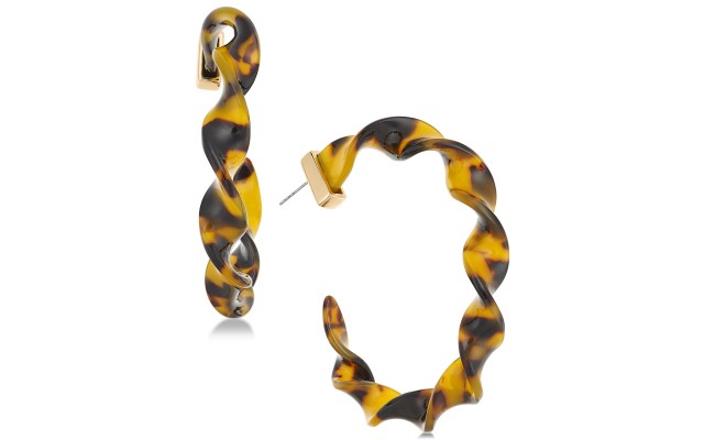 INC International Concepts -Tone Tortoise Shell-Look Acetate Twist Hoop Earrings