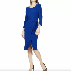INC International Concepts INC Grommet-Detail Wrap-Skirt Dress (Blue, M)