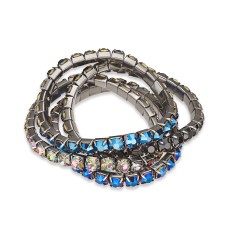 INC International Concepts INC Hematite-Tone 4-Pc. Set Crystal Stretch Bracelets (Gray)