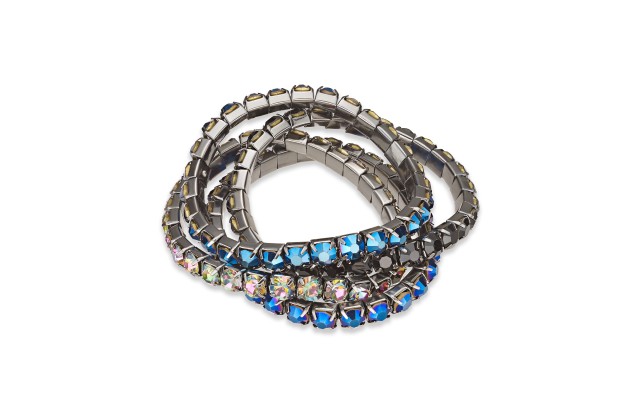  INC Hematite-Tone 4-Pc. Set Crystal Stretch Bracelets (Gray)