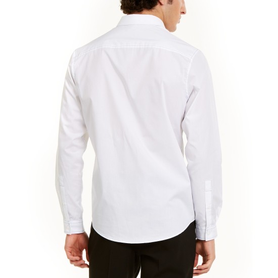  INC Men's Contrast Pocket Shirt, White, Large