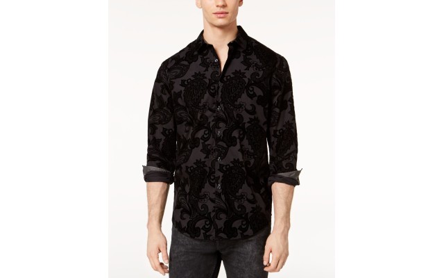  INC Men’s Flocked Paisley Shirt