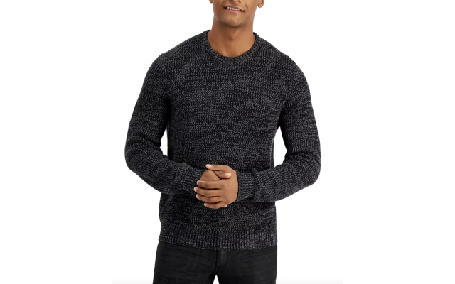  INC Men's Page Crewneck Sweater, Black, X-Large