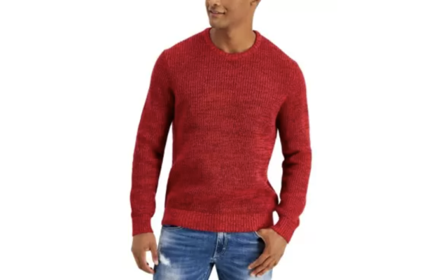  INC Men's Page Crewneck Sweater, Red, Medium