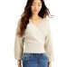  INC Metallic Surplice Sweater, Natural, Medium