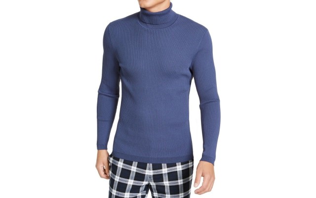  INC Onyx Men’s Ribbed Turtleneck Sweater, Blue, X-Large