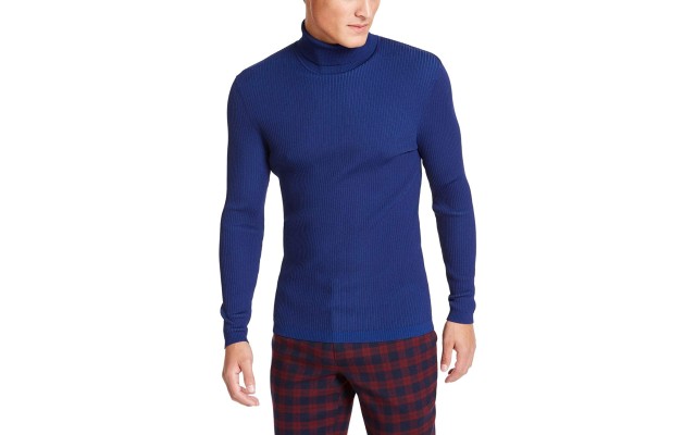  INC Onyx Men’s Ribbed Turtleneck Sweater, Navy, Medium