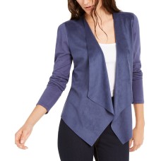 INC International Concepts INC Open-Front Moleskin Cardigan (Inkberry, Small)