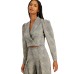  INC Plaid Cropped Jacket  (Gray, Medium)