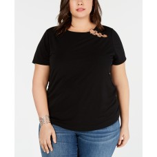 INC International Concepts INC Plus Size Embellished T-Shirt Black Size 2X