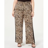 INC International Concepts INC Plus Size Smocked-Waist Animal-Print Pants