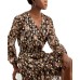  INC Printed Surplice Mini Dress, Black, X-Small
