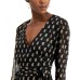  INC Printed Tie-Front Surplice V-Neck Top (Black), Black, Large