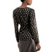  INC Printed Tie-Front Surplice V-Neck Top (Black), Black, Large